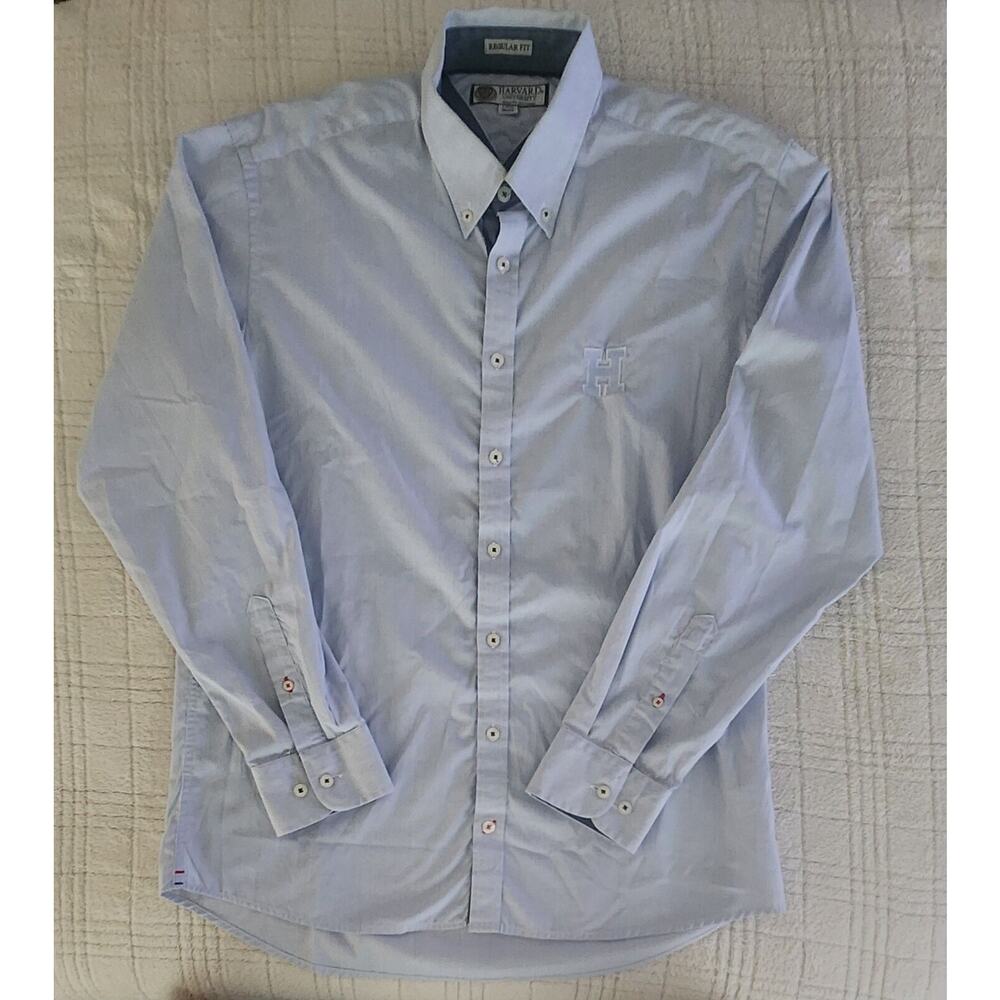 Harvard Brand Harvard University Blue Mens Large Button Down‎ Shirt Embroidered
